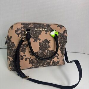 Michael Kors Beige and Black Lace Satchel